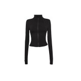 New stand up collar short slim fit top, quick drying and sandblasting sports yoga clothes, fitness jacket jacket jacket