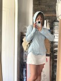 Summer thin women's slim fit outdoor jacket hooded ice silk long sleeved breathable hole UV resistant sunscreen clothing
