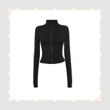 New stand up collar short slim fit top, quick drying and sandblasting sports yoga clothes, fitness jacket jacket jacket