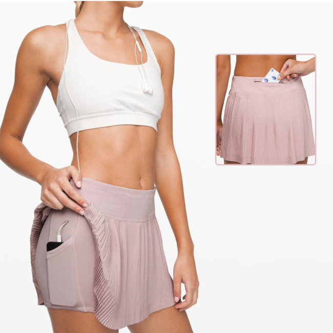 Pleated yoga short skirt for running, anti glare, quick drying, yoga, fitness, golf, sports skirt