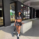 Simple and fashionable tight fitting American street round neck solid color versatile letter printed short sleeved T-shirt