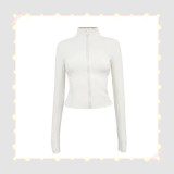 New stand up collar short slim fit top, quick drying and sandblasting sports yoga clothes, fitness jacket jacket jacket