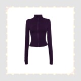 New stand up collar short slim fit top, quick drying and sandblasting sports yoga clothes, fitness jacket jacket jacket