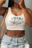 Sexy letter printed sleeveless vest, U-neck vest
