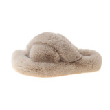 Autumn and winter new cross shaped hairy slippers for women