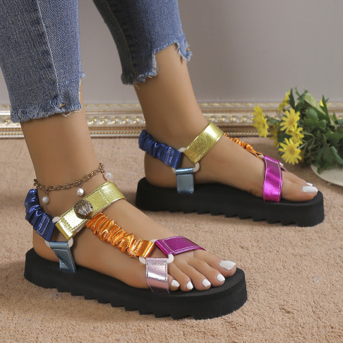 Thick soled beach sandals, plus size Velcro sandals