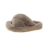Autumn and winter new cross shaped hairy slippers for women