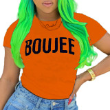 SD0530 Fashion Printed Cartoon Letter T-shirt BL004