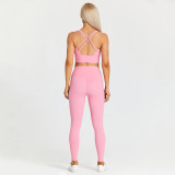 LQ8697 Lulu Buttery Soft Yoga Push Up Energy Bra Super High Waist Athletic Legging Gym Fitness Set