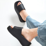 EVA poop feeling slippers for women, 6CM thick sole straight cold slippers