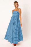 Striped camisole backless large swing fresh air dress