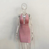 Sweet and fashionable V-neck backless strapless sexy dress for women