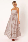 Striped camisole backless large swing fresh air dress
