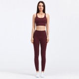 LQ8697 Lulu Buttery Soft Yoga Push Up Energy Bra Super High Waist Athletic Legging Gym Fitness Set