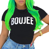 SD0530 Fashion Printed Cartoon Letter T-shirt BL004