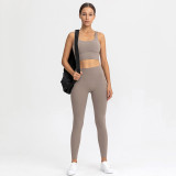 LQ8697 Lulu Buttery Soft Yoga Push Up Energy Bra Super High Waist Athletic Legging Gym Fitness Set