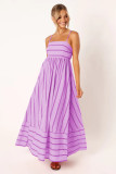 Striped camisole backless large swing fresh air dress