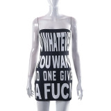 Sleeveless letter printed high waist and hip hugging dress