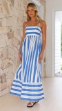 Striped camisole backless large swing fresh air dress