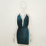 Sweet and fashionable V-neck backless strapless sexy dress for women
