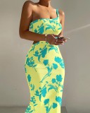 Tailored and tight long dress with camisole