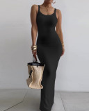 Tailored and tight long dress with camisole