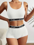 Fitness underwear letter waist underwear sports set