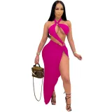 C5082 chest wrapped one-piece irregular skirt two-piece set