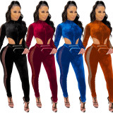 C5392 women's long sleeved zipper hollow pants