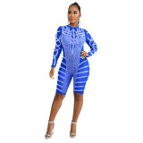 Hot stamping sexy mesh see through nightclub jumpsuit H3305
