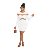 C6727 Special Offer Fashion Women's Solid Color Long Sleeve Dress