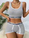 Fitness underwear letter waist underwear sports set