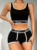 Fitness underwear letter waist underwear sports set