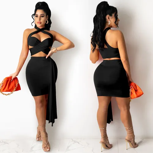 X5087 sexy strap top with hip hugging skirt