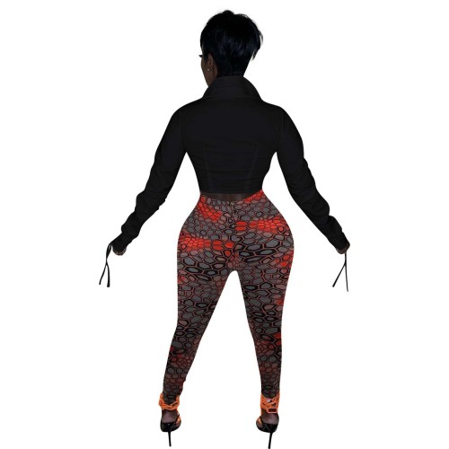 FE197 Fashion Sexy Tight Printed Two Piece Set
