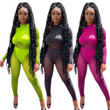 FE175 mesh splicing jumpsuit