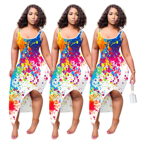 FE003 Inkjet Printed Strap Dress