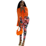 FE207 long sleeved shirt and printed pants two-piece set