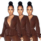 FE204 Fine Flash Solid Color Belt Two Piece Set