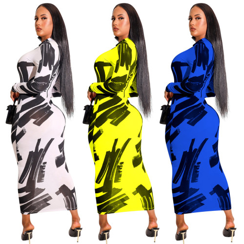 FE254 comfortable and fashionable printed dress with temperament
