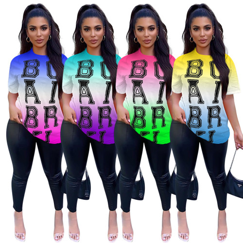 FE111 casual gradient color top T-shirt