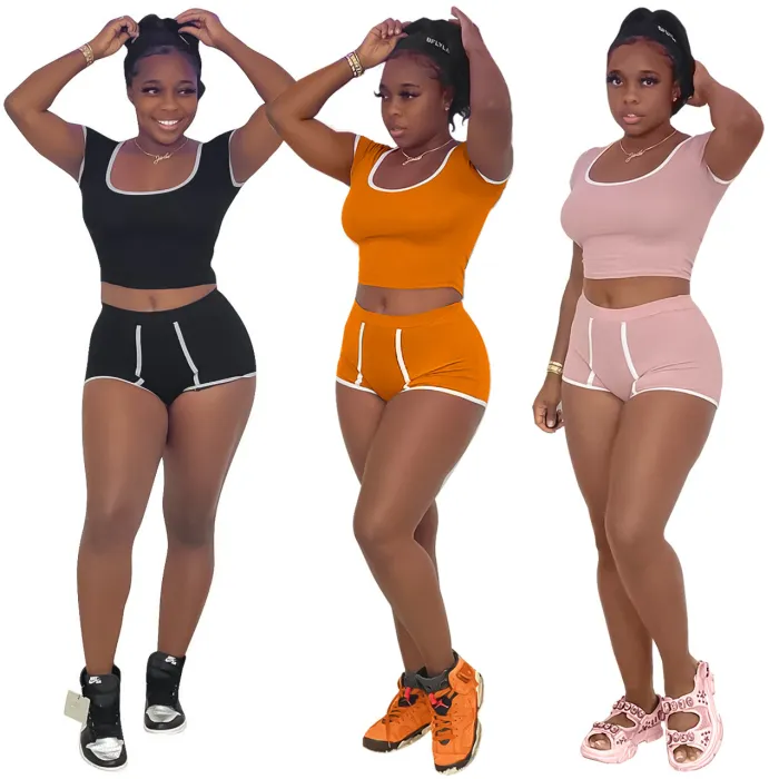 FE217   Sexy, fashionable, casual, solid color two-piece set