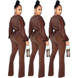 FE204 Fine Flash Solid Color Belt Two Piece Set