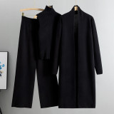 Knitted suit sleeveless vest sweater cardigan pants three piece set