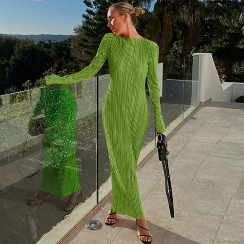 Round neck long sleeved slim fit dress