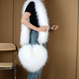 Plush bag for women, faux fur heart-shaped crossbody bag