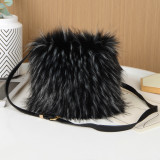 Imitation raccoon fur plush bag crossbody bag mobile phone bag