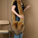 Plush bag for women, faux fur heart-shaped crossbody bag