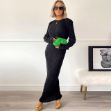 Round neck long sleeved slim fit dress