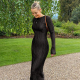 Round neck long sleeved slim fit dress